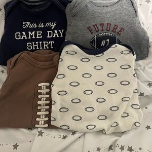 4 baby boys football onesies